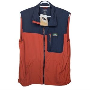 NWT LL Bean Mountain Classic Vest Color block Mens Medium Nylon Unlined Full Zip